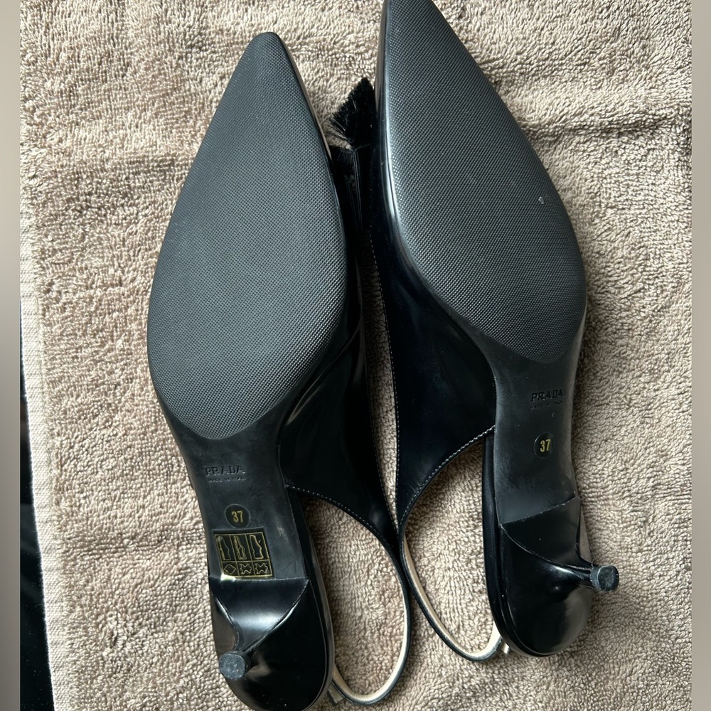 Vintage Prada Black Heels with Decorative Bow - Picture 7 of 7